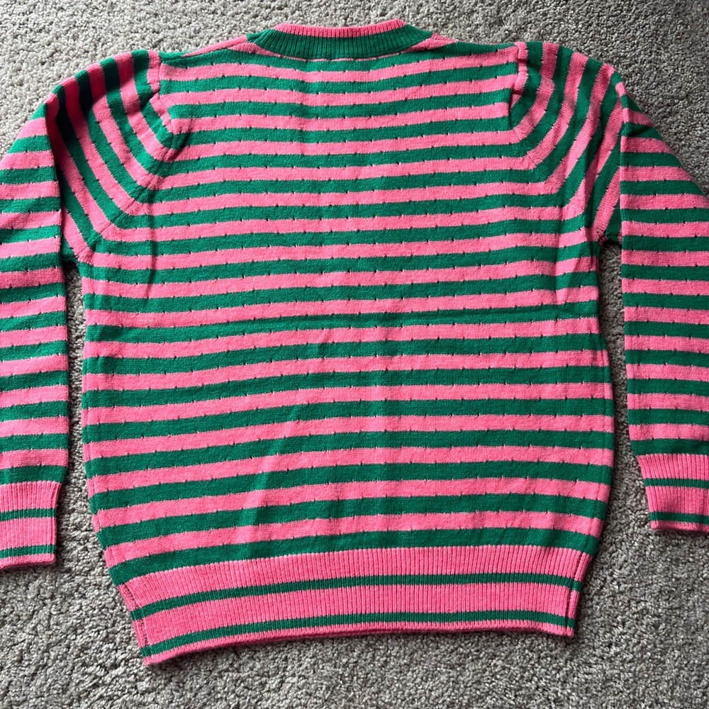 Striped Crewneck Sweater - Pink & Green - Picture 2 of 7